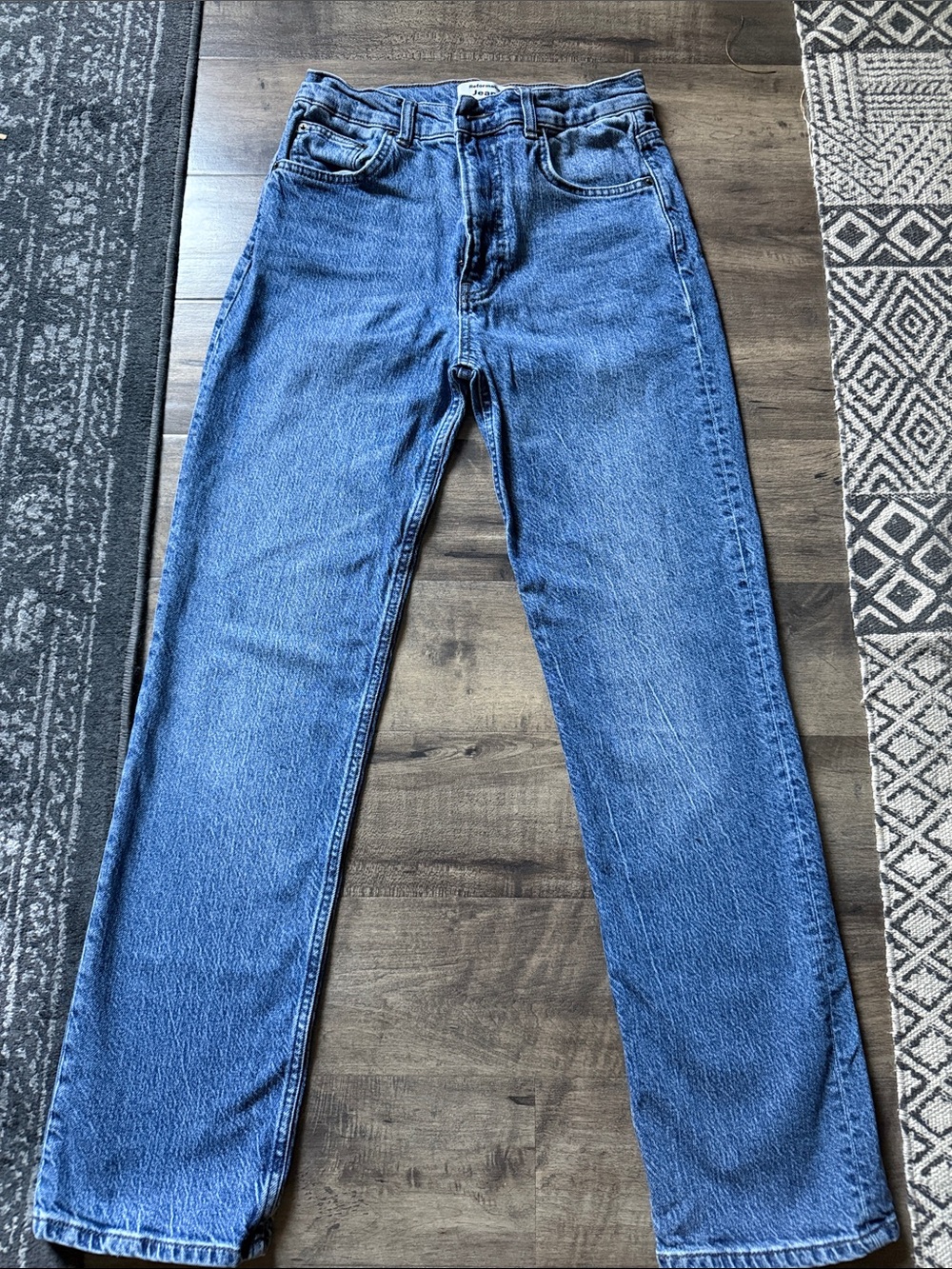 Reformation Straight-Leg Jeans in Medium Blue Denim